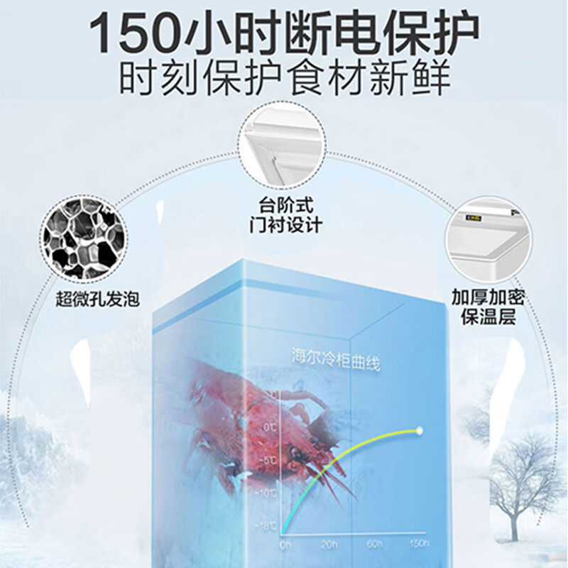 Haier single temperature freezer household -30 degree ultra-low temperature without frequent defrosting large capacity refrigerator freezer small refrigerator 201 liters -30 C deep cooling 80% frost reduction PCM liner