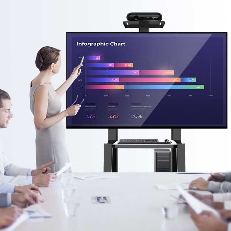 Solid Cool 32-75 inch TV floor stand movable cart stable load-bearing conference tablet all-in-one machine smart screen education exhibition opening adapted for Xiaomi Skyworth TCL Konka 43-75 inch TV mobile stand - thickened version