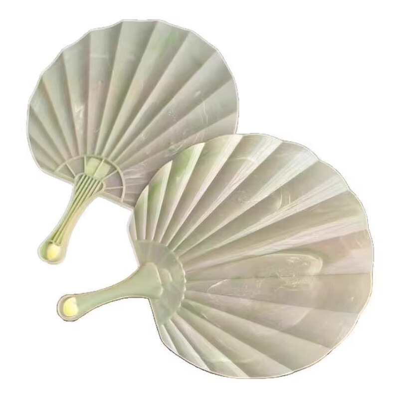 Xin Cong's new imitation jade shell fan, thickened, durable, super cool, ancient fan, portable high-end all-in-one hand-cranked fan, 3-pack, summer-relieving artifact + big handle