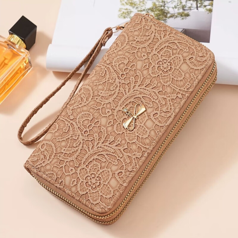 Kangaroo wallet women's long 2025 new large capacity fashionable high-end wallet bag rectangular leather clip clutch bag for women kelp green