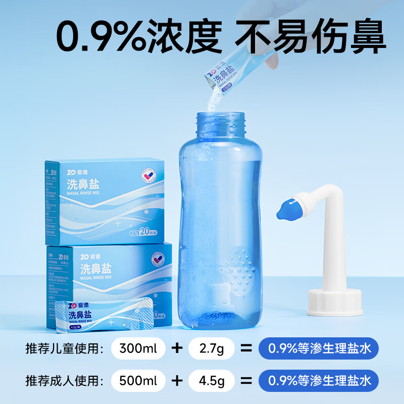 Zhende Nasal Washer Children's Nasal Washer Rhinitis Nose Washing Pot Physiological Sea Salt Water Nasal Washer 300ml