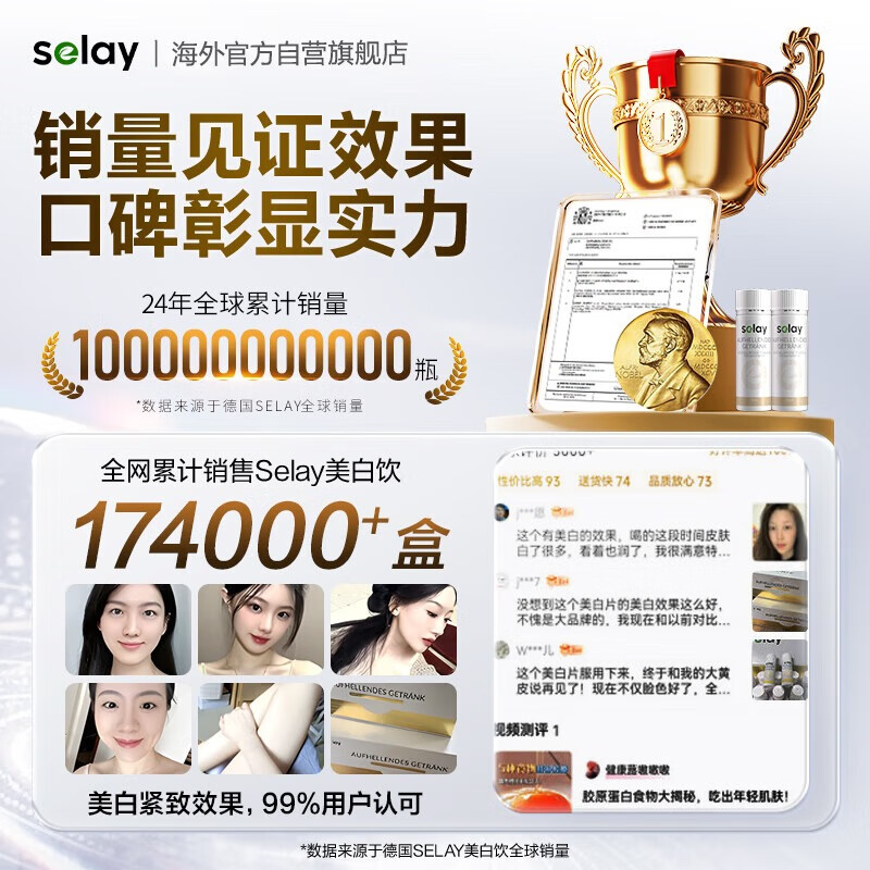 Selay German Patented White Tomato Whitening Drink Collagen Peptide Oral Liquid Anti-Oxidant Aging Firming 4 Boxes