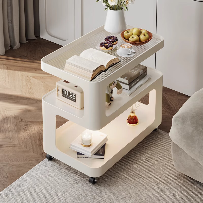 Orange sofa side table Italian light luxury high-end new living room movable coffee table small table trolley side table