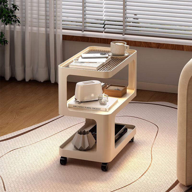 Orange sofa side table Italian light luxury high-end new living room movable coffee table small table trolley side table
