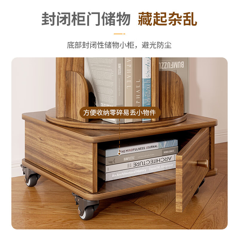 Quanpinwu rotating bookshelf 360 floor-to-ceiling living room storage rack household wheeled mobile student picture book shelf bookcase