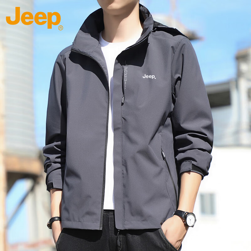 JEEP Jeep Jacket Men's Jacket Spring and Autumn Jacket Loose Fashion Casual Top Men's Dark Gray XL