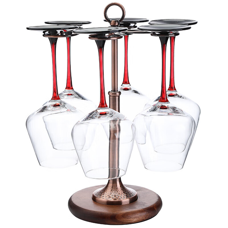 Full Bow Creative Solid Wood Red Wine Glass Rack Suspended Goblet Hanging Cup Rack Modern Simple Wine Cabinet Ornament Home Display Oak Bottom Cup Rack