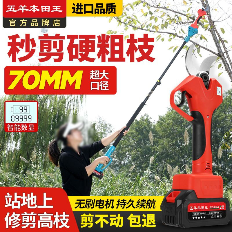 Wuyang Benzong Wuyang Japan imported electric scissors for fruit tree pruning and greening garden scissors for tree branch shears Wuyang Honda King imported technology 15-cell large-capacity battery ordinary model 5.0 LCD display (2 electric 2 knives)