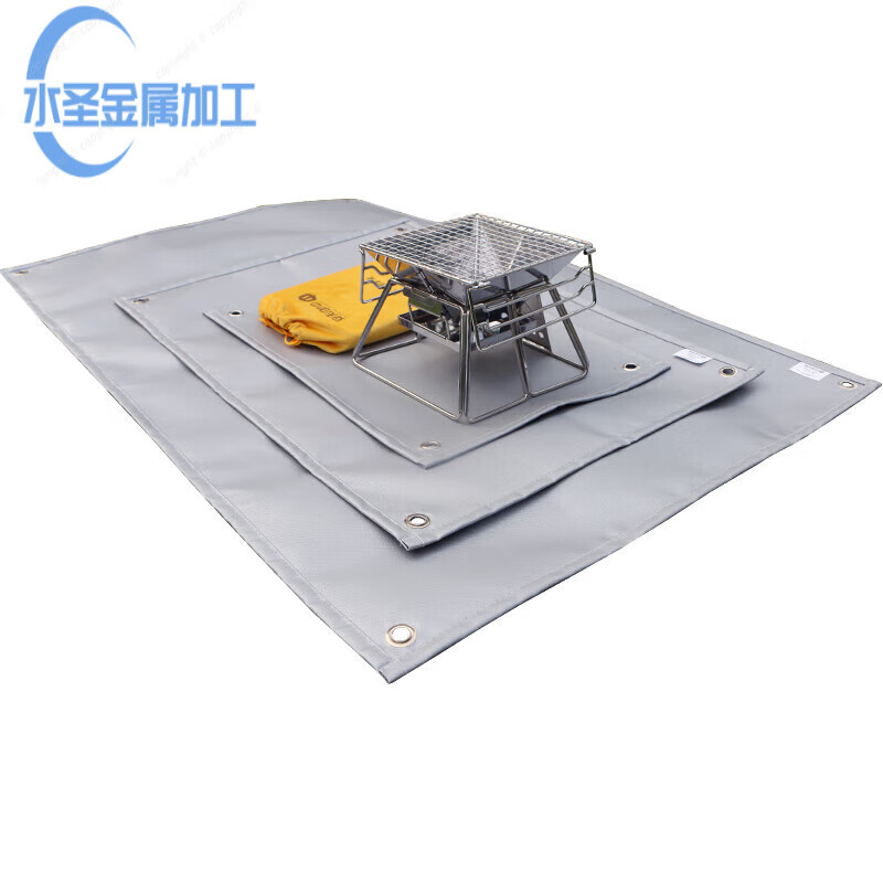 Outdoor camping fireproof mat, camping fireproof cloth, flame retardant, high temperature resistant, insulated picnic barbecue mat, silicone fire blanket, silver gray mini double-sided silicone fireproof mat丨35*35CM (partition