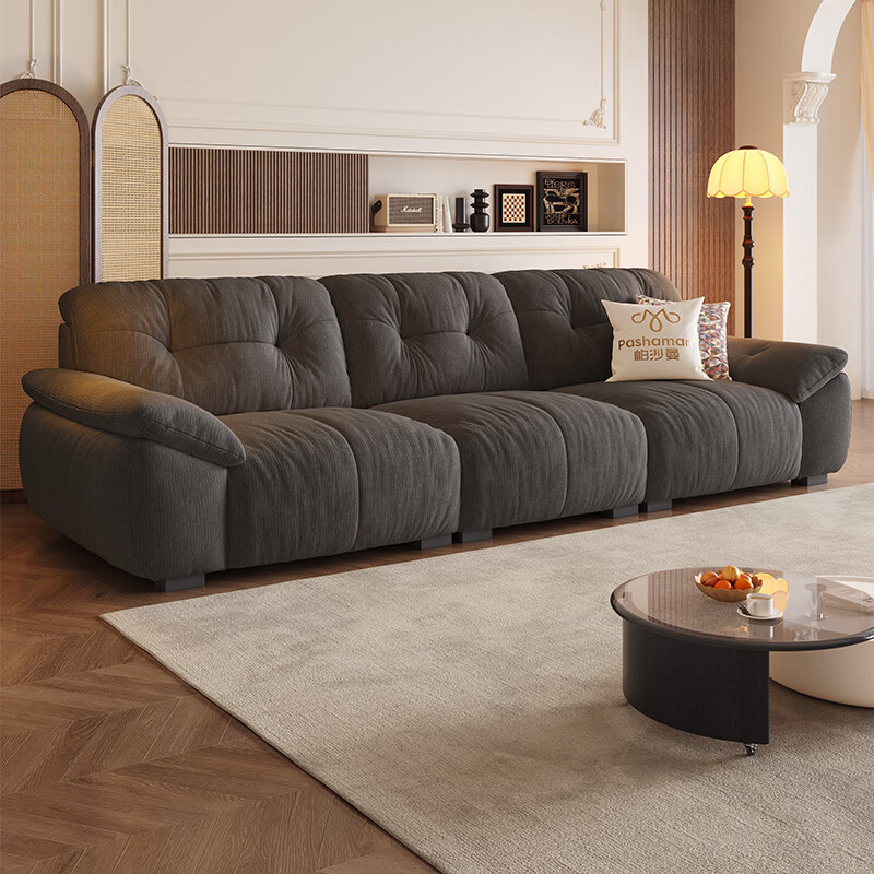 Pashaman Hug Bear fabric sofa fully removable and washable chenille small apartment cloud retro cream style living room 2657ZF 2.8 meters multi-seater fully removable and washable design luxury version 50% selection - chenille violet + light elastic cotton + sponge