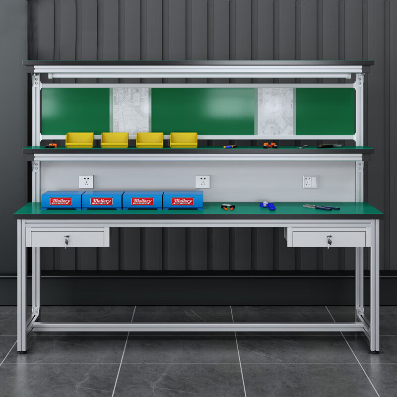 Kegan diy aluminum alloy anti-static workbench aluminum profile operating table computer desk workshop factory assembly line assembly table repair table can be customized including accessories 2000*600*1600 double drawer