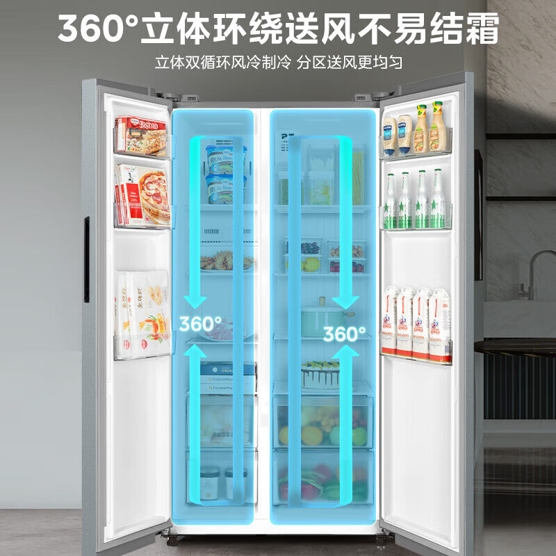 Midea Midea 570-liter double-door side-by-side first-class energy-efficiency variable frequency air-cooled frost-free large-capacity household refrigerator 570 liters BCD-570WKPM(E)