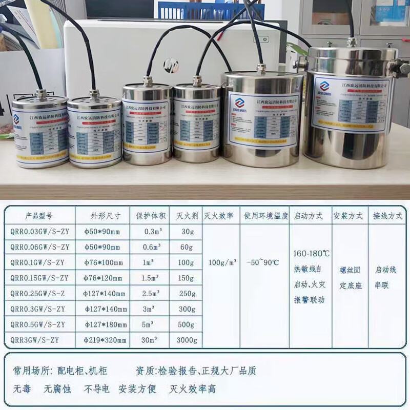 S-type hot aerosol gas fire extinguisher power distribution room computer room household QRR5LW50g automatic fire extinguishing device Taihe'an Zone 1 gas fire extinguishing complete set