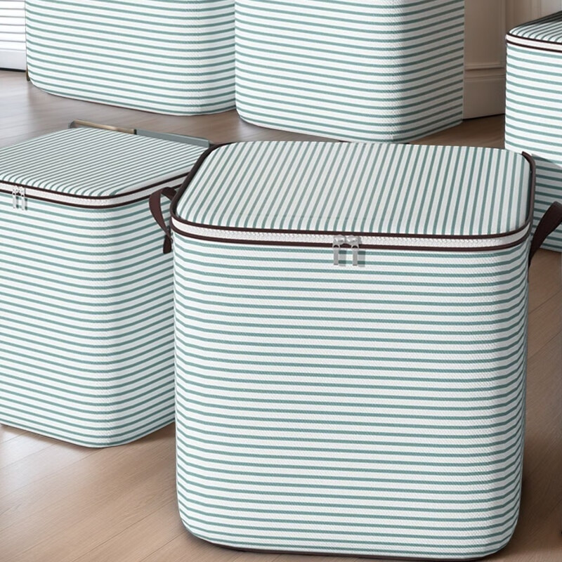 Chaosihui Moisture-Proof Moving Clothes Storage Bag Super Dormitory Clothes and Quilts Sorting Storage Box Large Capacity Return Home Storage Bag Upgraded Thickened Green Stripe Huge Size 360L Holds Seven Quilts and 40 Pieces of Clothes