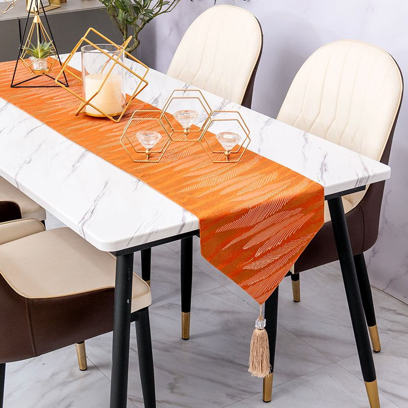 Raft core table flag high-end modern light luxury black American tablecloth Nordic sideboard bed flag coffee table flag decorative tablecloth Arrow Feather Black 33*180cm