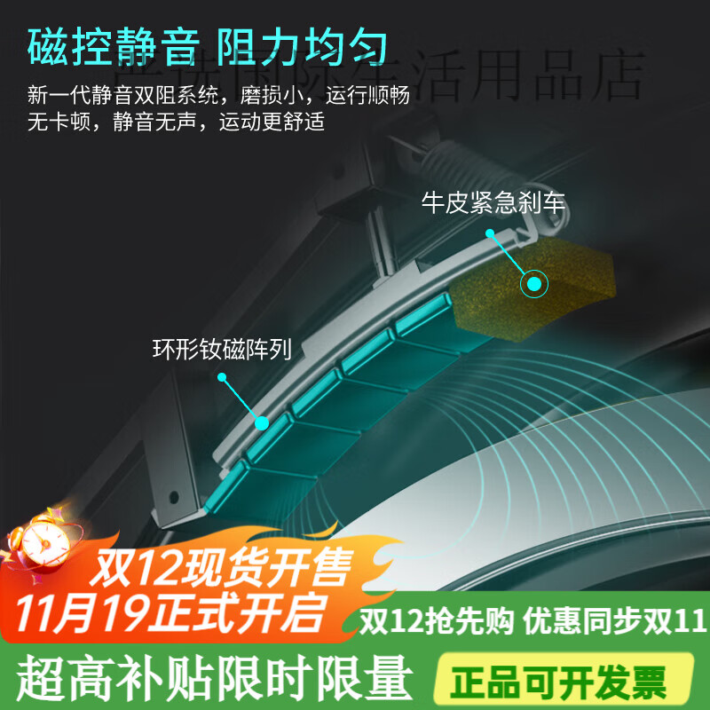 Yingerjian magnetically controlled smart exercise bike Home ultra-quiet exercise bike 16 catties flywheel efficient fat burning flagship version pro-black/free annual card 16 catties fly