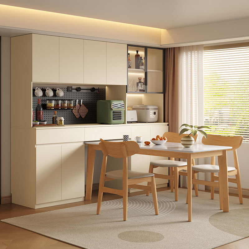 Customized sideboard with wooden lattice, built into the wall, integrated into the dining table, high cabinet, living room, kitchen, household storage, solid wood wine cabinet, 0.8 meters wide