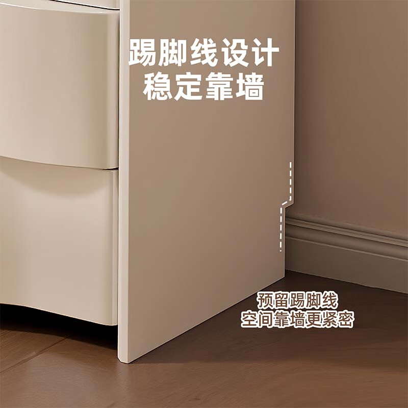 Xinang 2025 new solid wood bedroom high-end bedside six-drawer cabinet dressing table jewelry cabinet dressing table storage drawer cabinet integrated white 100cm + six-drawer cabinet + sunglasses + crescent lamb