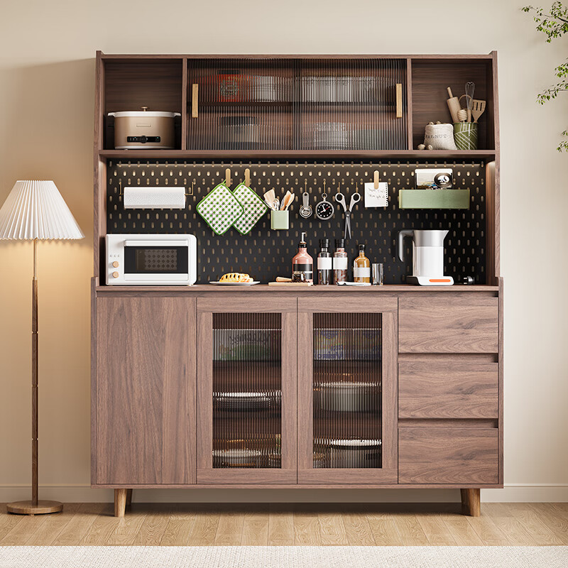 Yiyang solid wood sideboard against the wall integrated storage cabinet kitchen storage cabinet living room tea cabinet wine cabinet multi-functional storage cabinet solid wood color 120cm solid wood door style