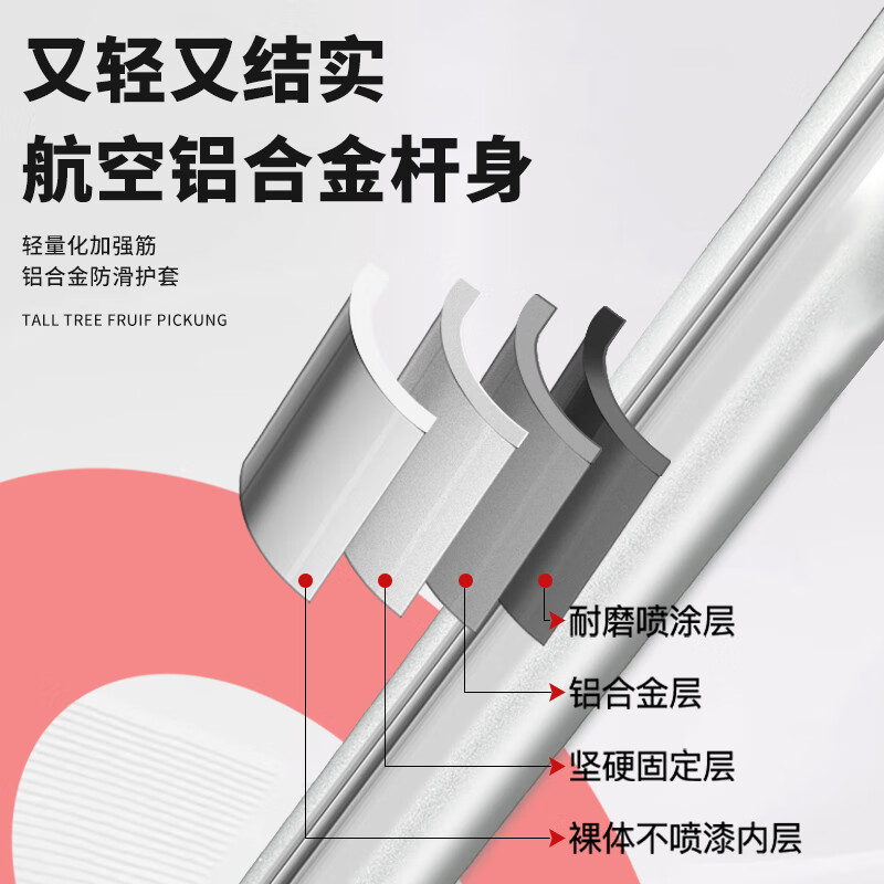 OUDISI high-branch shears telescopic pole 5-meter fruit picker pruning shears fruit picking loquat and lychee shears high-altitude telescopic pole picker flagship upgrade 1.9-5.5 meters 4-section telescopic + 4 pieces No specifications