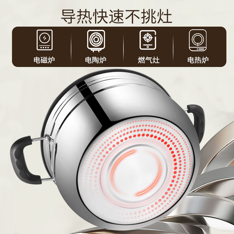BSITN stainless steel steamer one layer 32cm steamed buns stew soup pot single layer steamer gas stove induction cooker universal 2110
