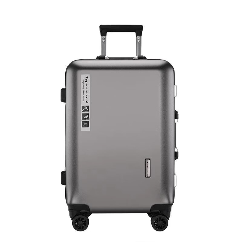 German imported luggage 2025 new men's and women's boarding suitcase universal wheel aluminum frame large capacity trolley case dark gray (light zipper style) explosion-proof and wear-resistant + static 20 inches boarding suitcase standard free shipping insurance + breakage
