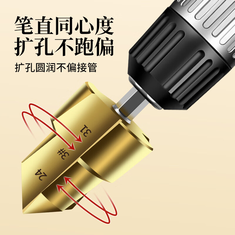 Tiangong (TIANGONG) three-blade new hexagonal ppr drill bit water pipe reaming drill bit #20 water pipe repair drill bit hole opener three-blade high temperature quenching #20 4-point pipe