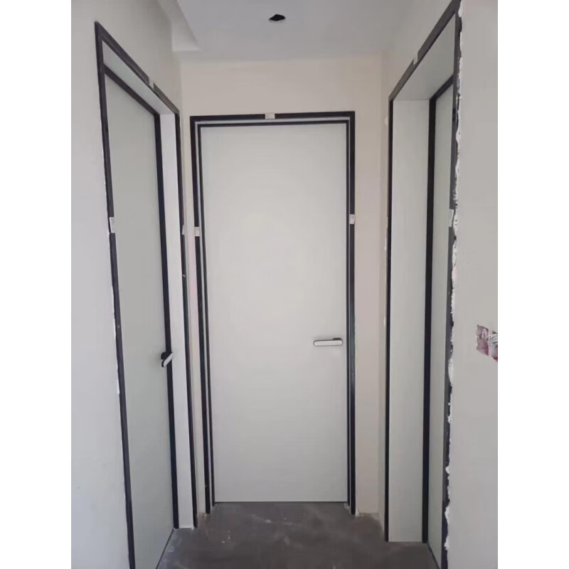 Minimalist design, narrow-sided aluminum-wood door, hidden frame door, whole-house customized swing door style, 25-wide extremely narrow aluminum-wood door with MiSi lock