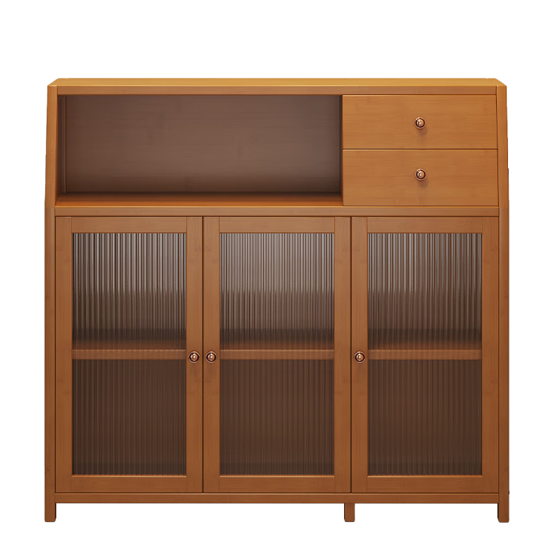 Bamboo Yijia Coffee Machine Sideboard Kitchen Narrow Side Storage Cabinet Storage Living Room Tea Cabinet Sofa Corner Cabinet Storage Small Size Single Door Model Brown-Changhong Door Medieval Style