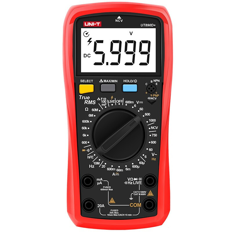 Unilide digital multimeter multi-function true RMS temperature measurement with buzzer backlight UT890D+