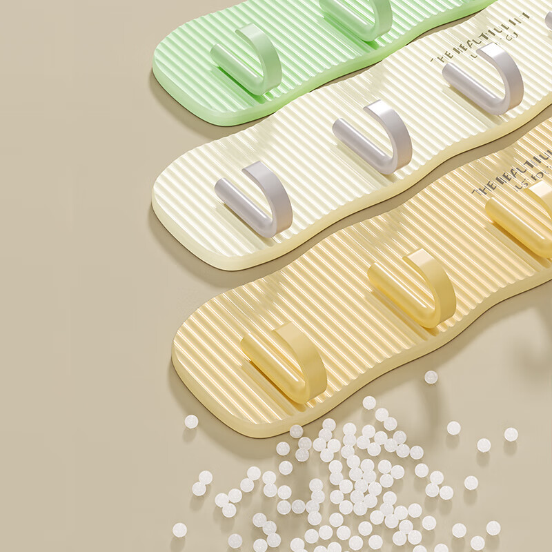 Fajieno cream style hook strong adhesive load-bearing punch-free bathroom toilet door back hanging clothes hanger wall cream yellow 6 hooks