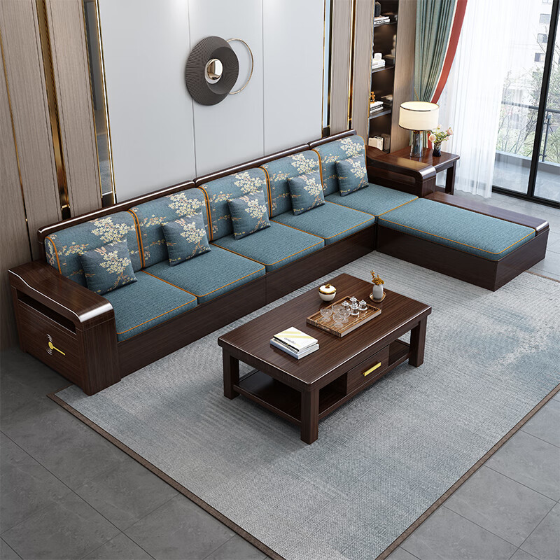 Mo Chen Sofa Purple Gold Sandalwood Solid Wood Sofa New Chinese Style Living Room Large and Small Household Winter and Summer Storage Furniture Four Seats + Imperial Concubine + Long Coffee Table Limited Loss of 10 Sets