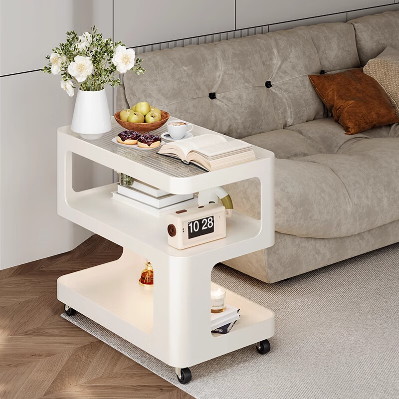 Orange sofa side table Italian light luxury high-end new living room movable coffee table small table trolley side table