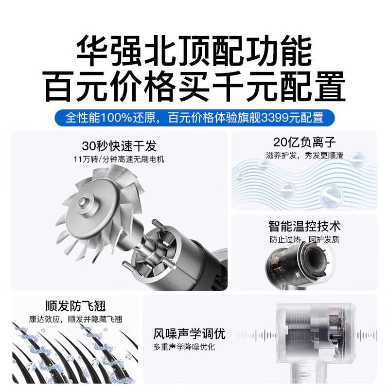 Dianxiaocheng bladeless high-speed hair dryer with 2 billion negative ions for home use, silent, high-power, non-harming hair + hair clipper set