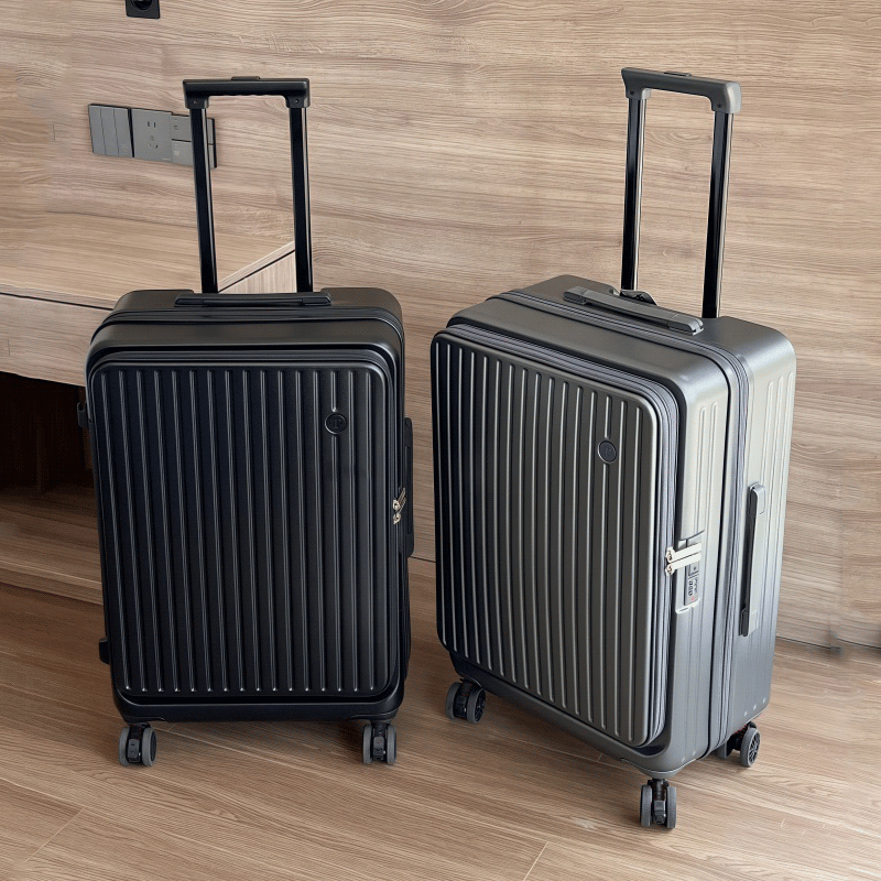 EAZZ Side Opening Cover Luggage Women's Expanded Trolley Case Brake Wheel Suitcase Men's Boarding Case Multifunctional Password Box Gun Gray YKK Zipper + Wet and Dry Separation 24 inches Approximately 26 inches after expansion Need to be checked in