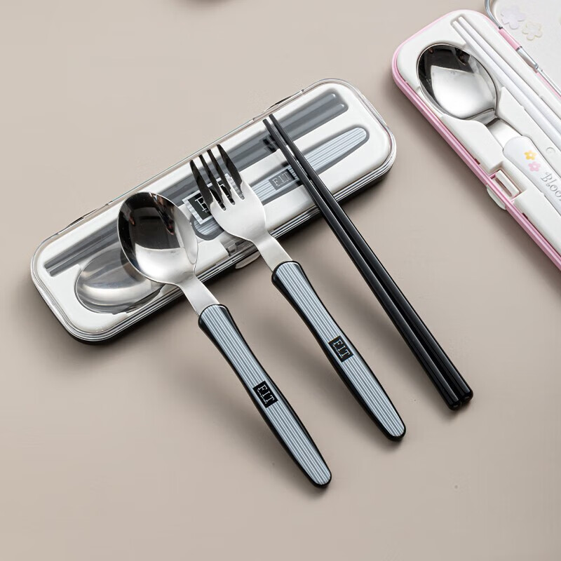 Home KATEI STORY Japanese imported chopsticks and spoons set portable tableware storage box stainless steel takeaway to work students and children chopsticks and spoons