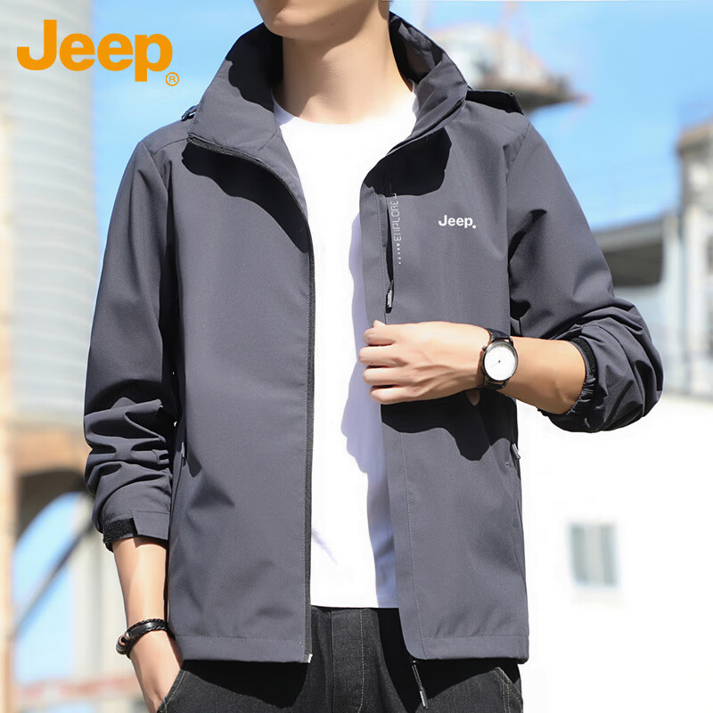 JEEP Jeep Jacket Men's Jacket Spring and Autumn Jacket Loose Fashion Casual Top Men's Dark Gray XL