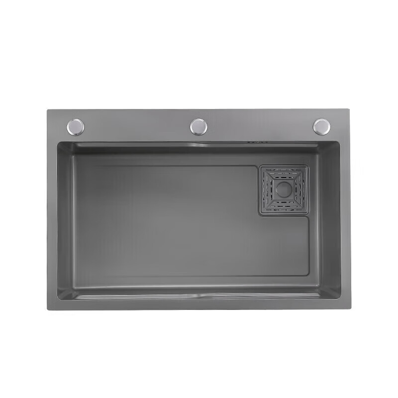 Jiumuwang Kitchen Large Single Slot Integrated Basin 304 Stainless Steel Sink Sink Multi-Function Dish Basin 60X45 Gun Gray Pull-out Faucet Package