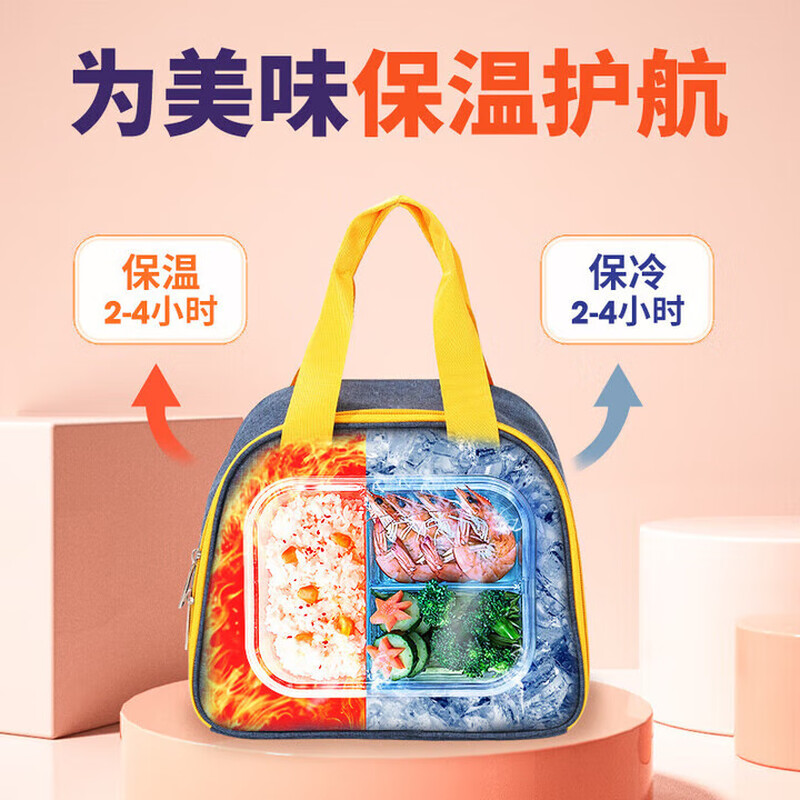 Xiangyou Town Lunch Box Bag with Rice Insulation Tote Bag Lunch Bag Lunch Box Bag Insulation Box Aluminum Foil Outdoor Insulation Bag Blue