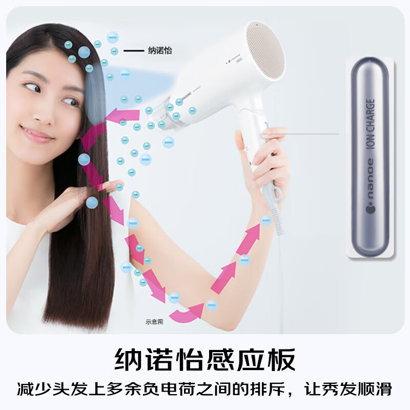 Panasonic Nanoi water ion hair care hair dryer household high-power quick-drying hair dryer does not hurt sending girls New Year's gift white EH-WNA3C