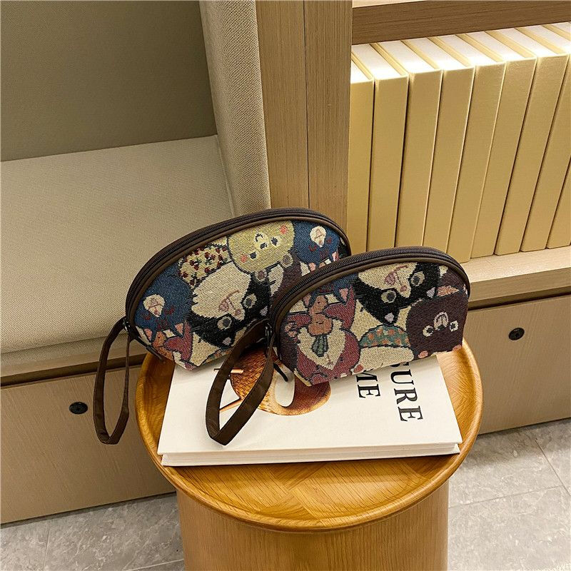 Nimense 2025 New Cosmetic Bag Large Screen Mobile Phone Bag Women's Bear Canvas Coin Purse Casual Hand-Hand Clutch Storage Bag Brown Bear