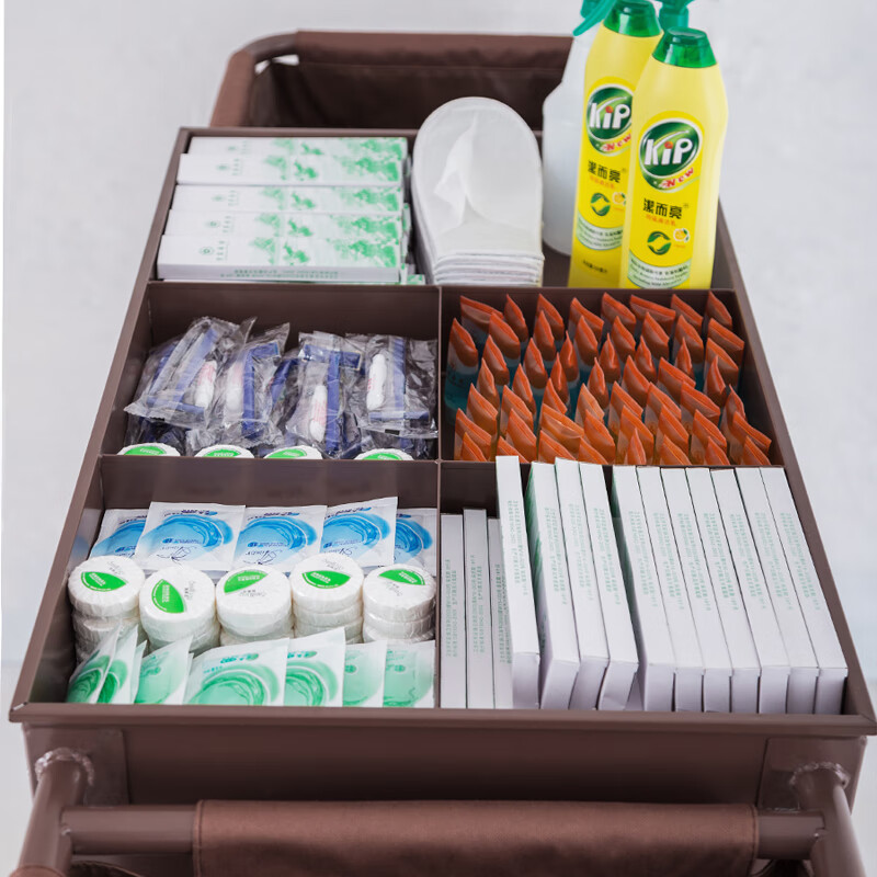 Hotel room multifunctional hand push linen cart cleaning work cart cleaning cart bag room entrance hygiene service cart (ordinary model) single side (4-inch ordinary wheel)