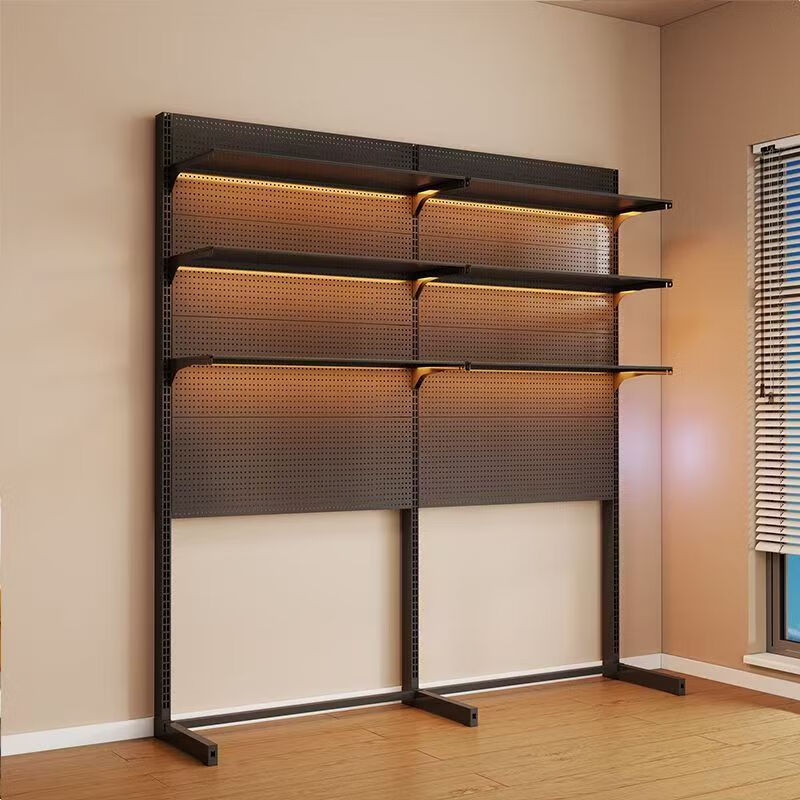 Linxiao hole board storage rack gaming room wall metal vertical punch-free computer desk bookshelf floor belt tool accessories length 66 width 35 height 190cm-Knight Black