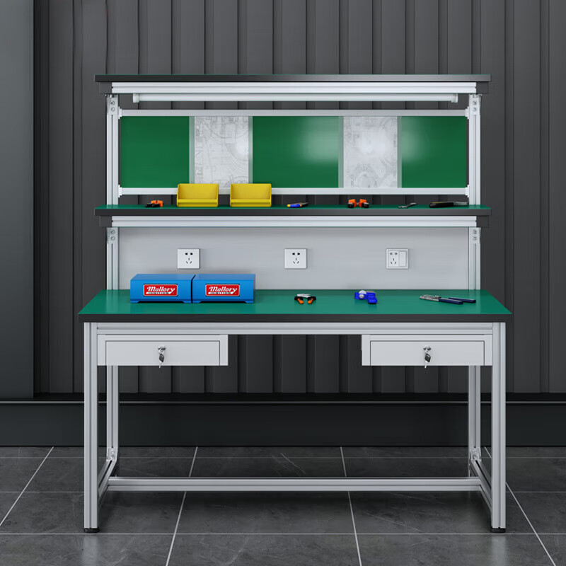 Kegan diy aluminum alloy anti-static workbench aluminum profile operating table computer table workshop factory assembly line assembly table repair table can be customized including accessories 1500*800*1600 double drawer