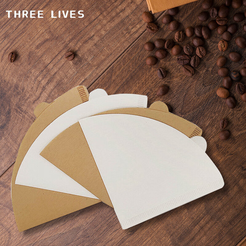 THREE LIVES Italian coffee extraction filter paper white powder bowl filter paper secondary water separation filter paper 51, 53, 58mm round 51mm white (gift box) 100 sheets