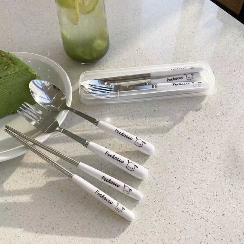 An Junsheng ins Pacha Dog Chopsticks, Spoons and Forks Three-piece Set of Good-looking Students, Children and Adults Portable Tableware Storage Box Thickened Pacha Dog Chopsticks + Spoon + Fork Free Storage Box