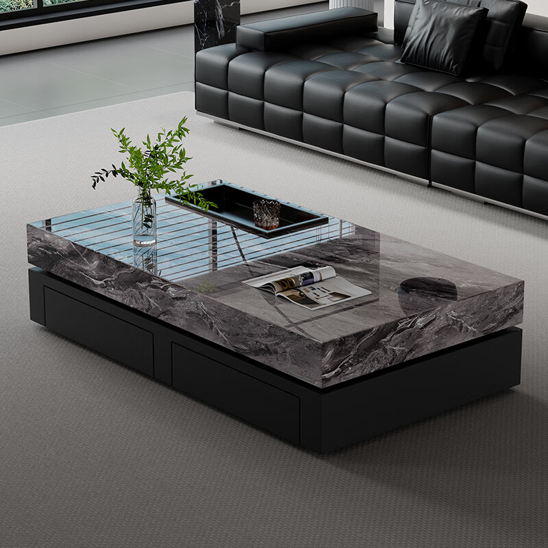 Modern minimalist slate coffee table light luxury Italian style simple small apartment living room home high-end rectangular large size coffee table Dopod green 120x60x40cm