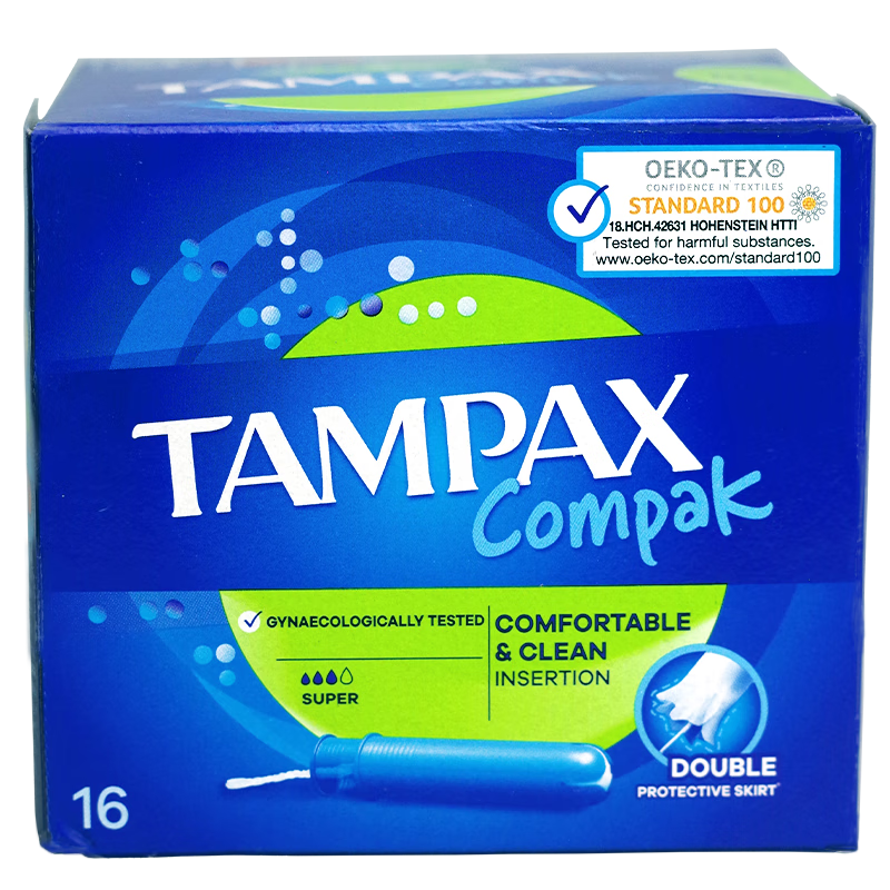 TAMPAX imported tampons, duct-type, non-sensory, built-in tampons, long duct, short duct tampons, large flow, 16 pieces, 1 box, short style