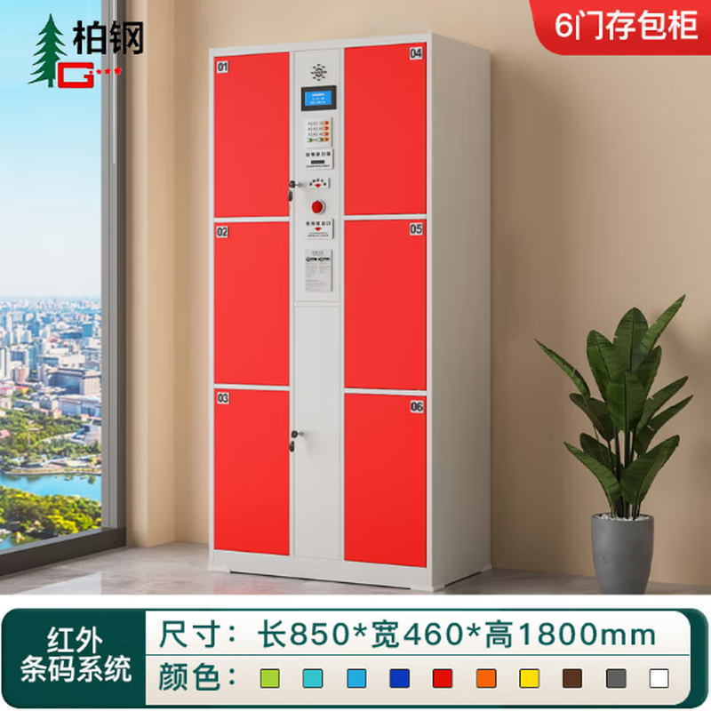 Baigang electronic lockers for shopping malls and supermarkets smart locker storage infrared barcode model 6 doors