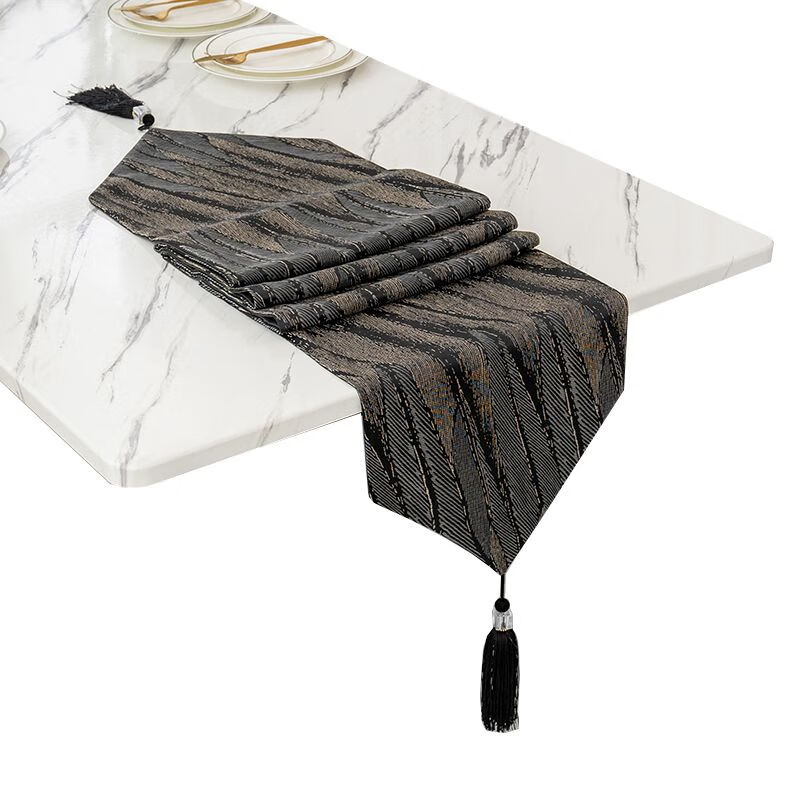 Raft core table flag high-end modern light luxury black American tablecloth Nordic sideboard bed flag coffee table flag decorative tablecloth Arrow Feather Black 33*180cm